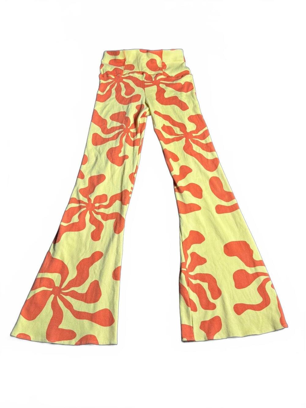 Arthur Women's Flared Pants with Yellow and Orange Abstract